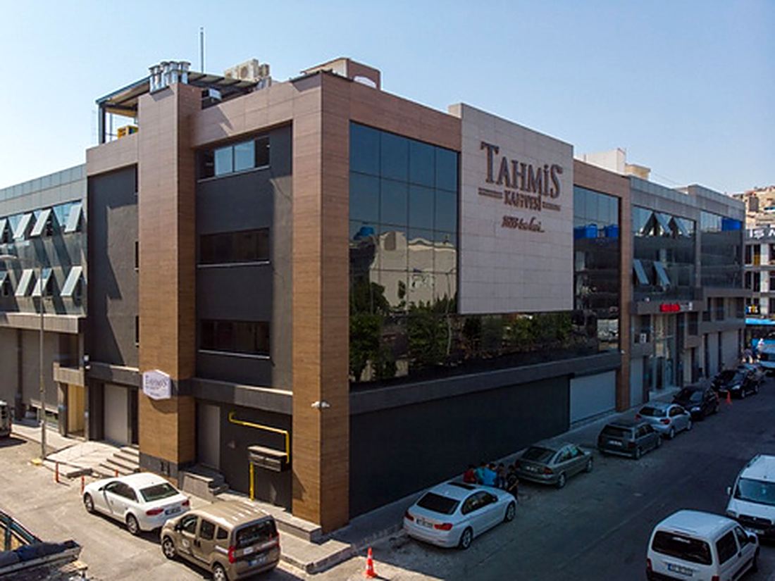 Tahmis modern coffee production facility exterior