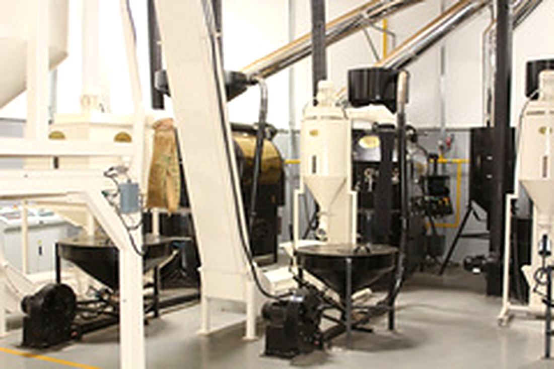 Modern coffee processing line inside the Tahmis facility